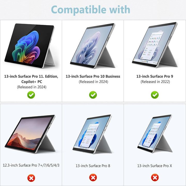 HYZUO Hülle Schutzhülle für Surface Pro 10 Business 2024, Surface Pro 9 5G 2022, Mehrwinkelbetrachtu