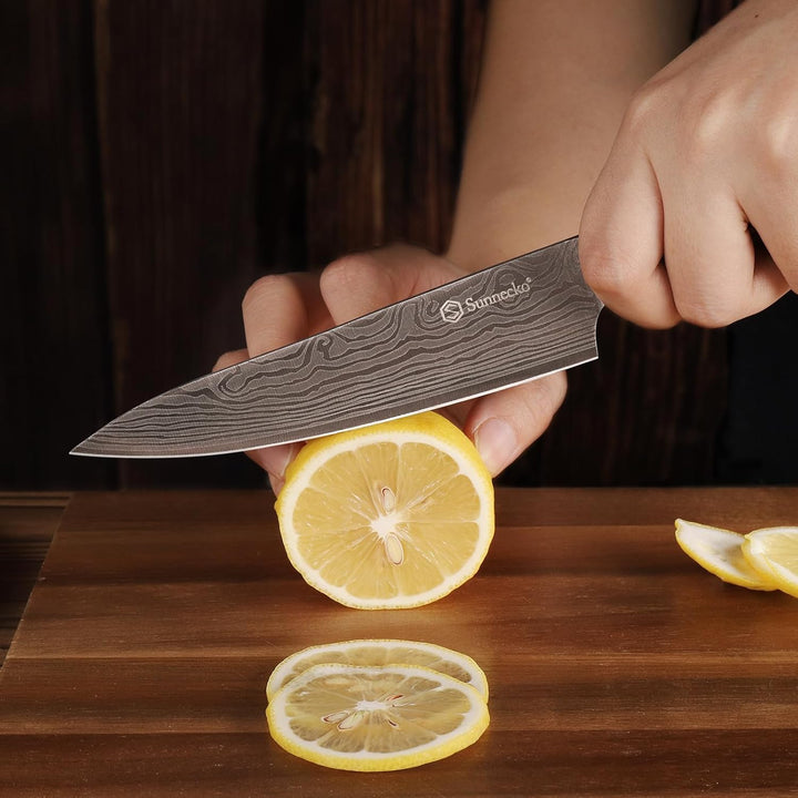 Sunnecko 14cm Küchenmesser Kochmesser Profi Messer - Klein Küchenmesser Edelstahl Fleischmesser mit