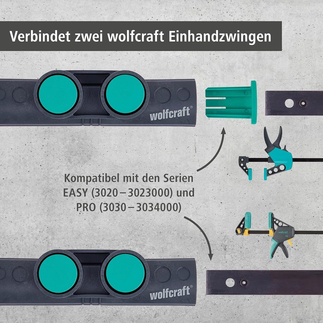 wolfcraft XL-Einhandzwingen-Set, 3-tlg. I 8624000 I Ermöglicht flexible Spannweiten von bis zu 1060