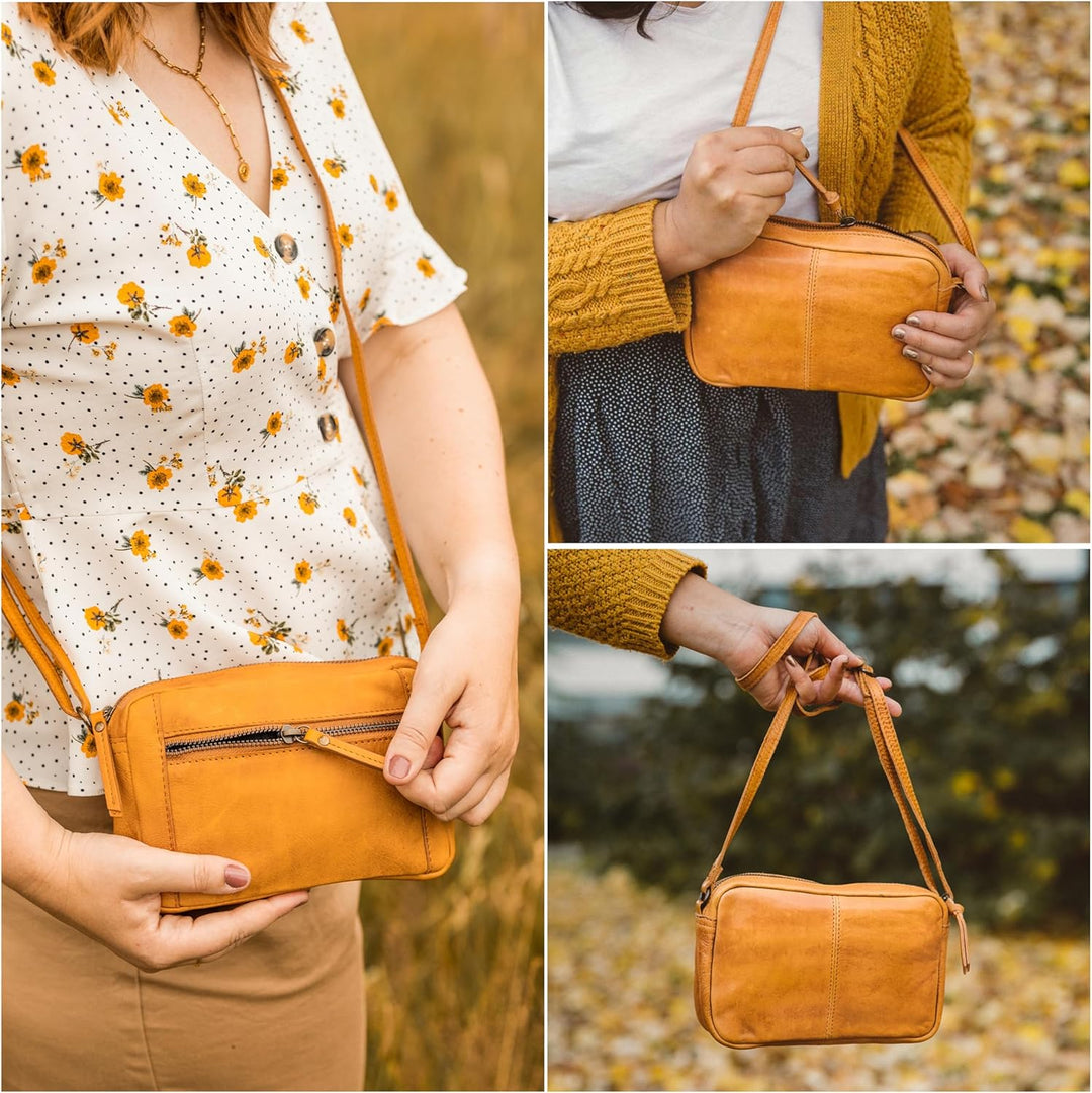 Gusti Handtasche Leder - Dominic Damen Handtasche Schultertasche Partytasche Festivaltasche Ledertas