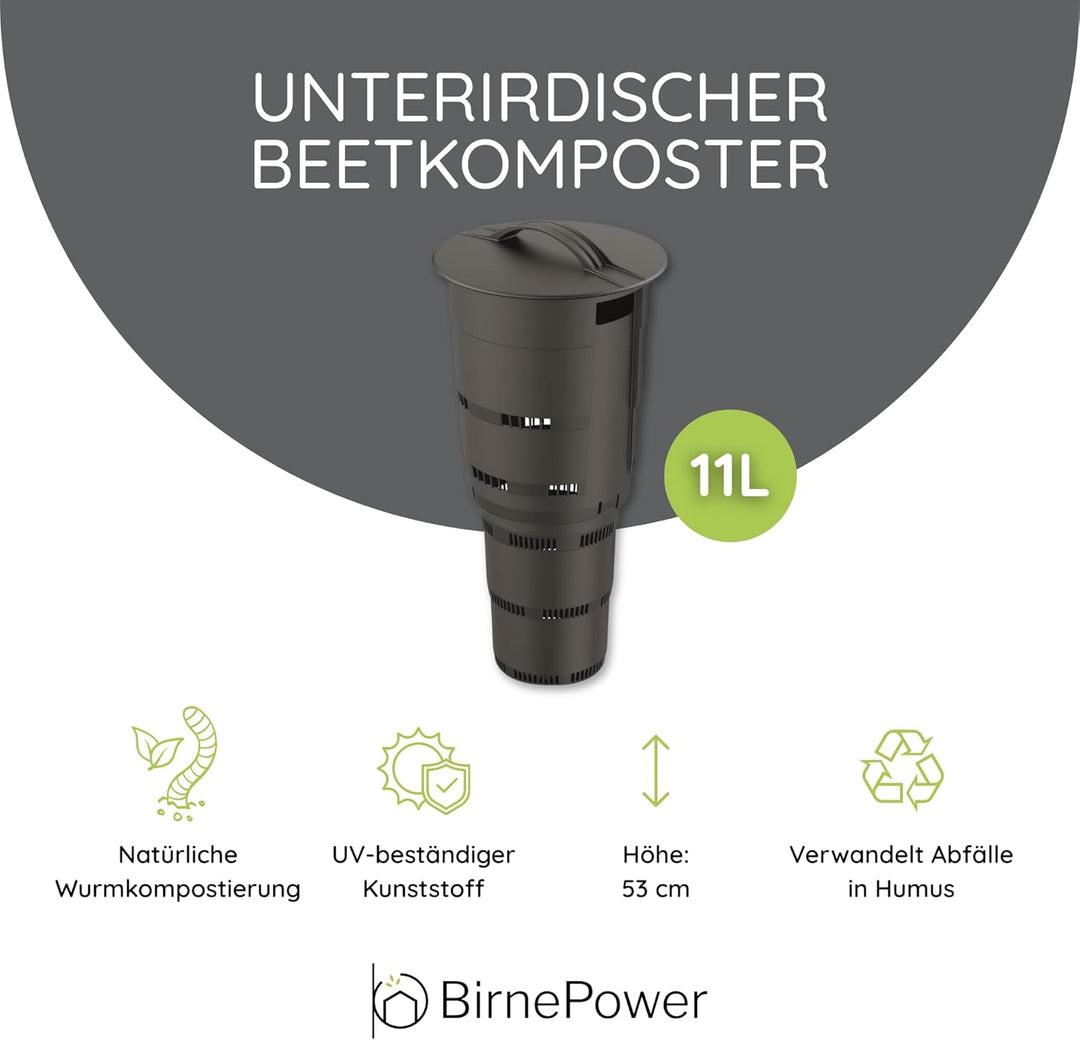 Unterirdischer Beetkomposter 11L für Garten & Hochbeet | Wurmkomposter zum Eingraben 53cm | Effektiv