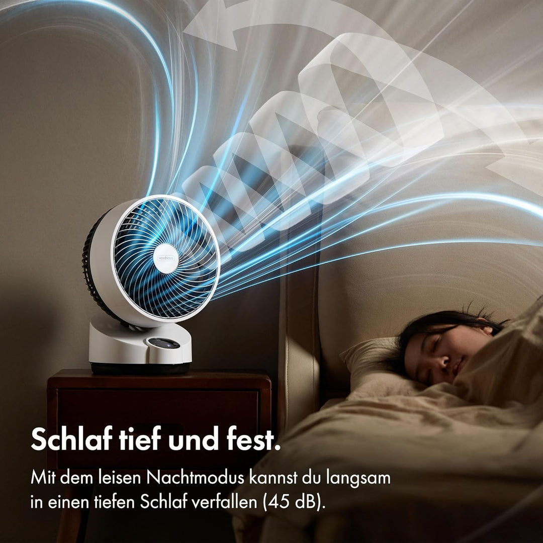 VonHaus Umluft Ventilator Leise – Tischventilator mit 3 Geschwindigkeitsstufen, 3 Modi, Fernbedienun