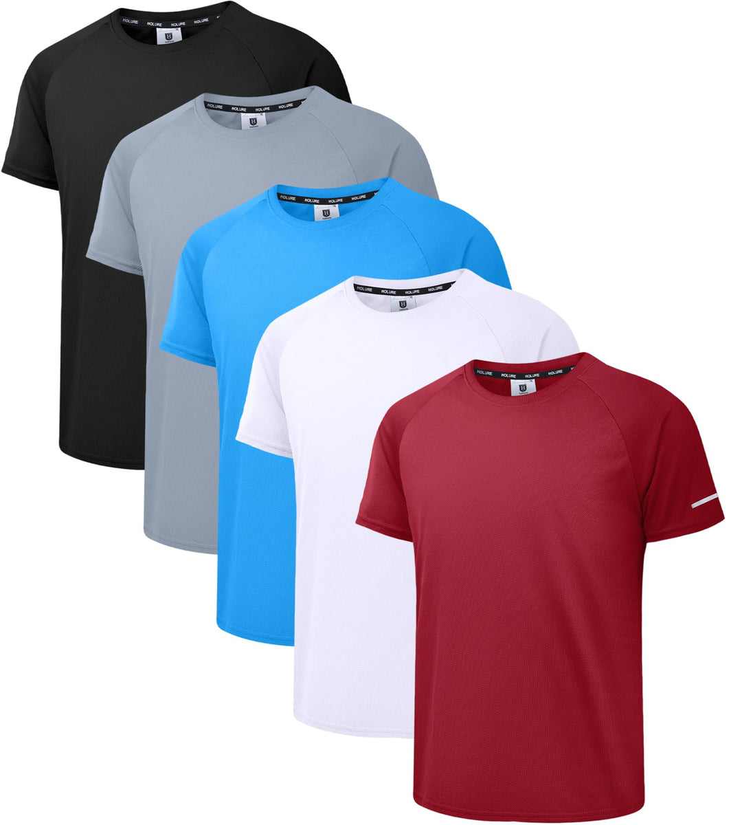 Holure 3 or 5er Pack Herren Sports Tshirts Atmungsaktiv Schnelltrocknend Kurzarm T-Shirts Funktionss