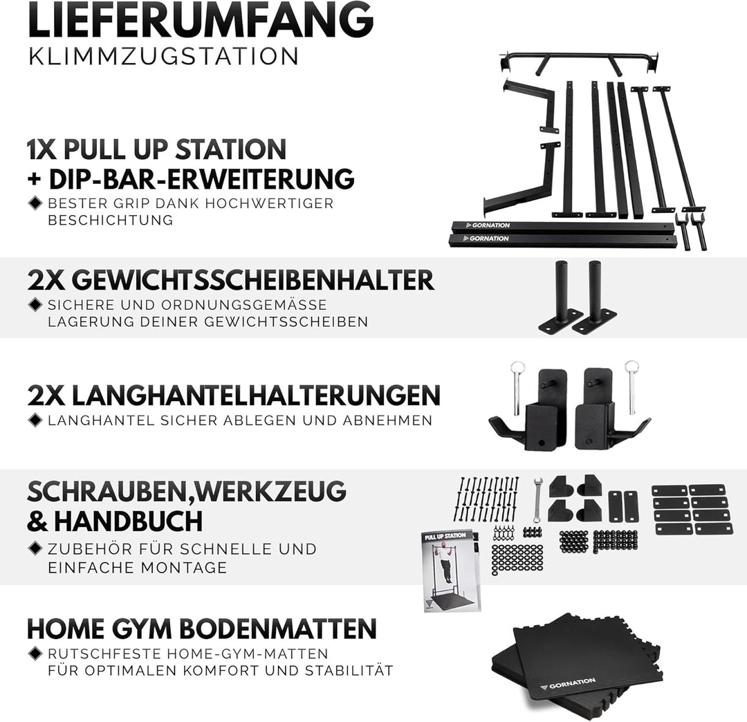 GORNATION Pull Up Station, Klimmzugstange freistehende, Freistehender Power Tower, Klimmzugstation,