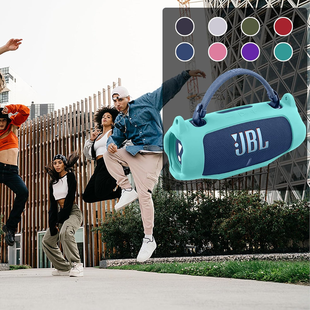 Khanka für JBL Charge 6 Silikon-Schutzhülle mit abnehmbarem Schultergurt & Utility-Haken, Flexible w