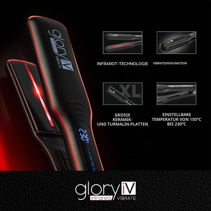 GAMMA+ Professionelles Vibrations-Infrarot-Haarglätteisen Glory iV, extra grosse Platten aus Keramik