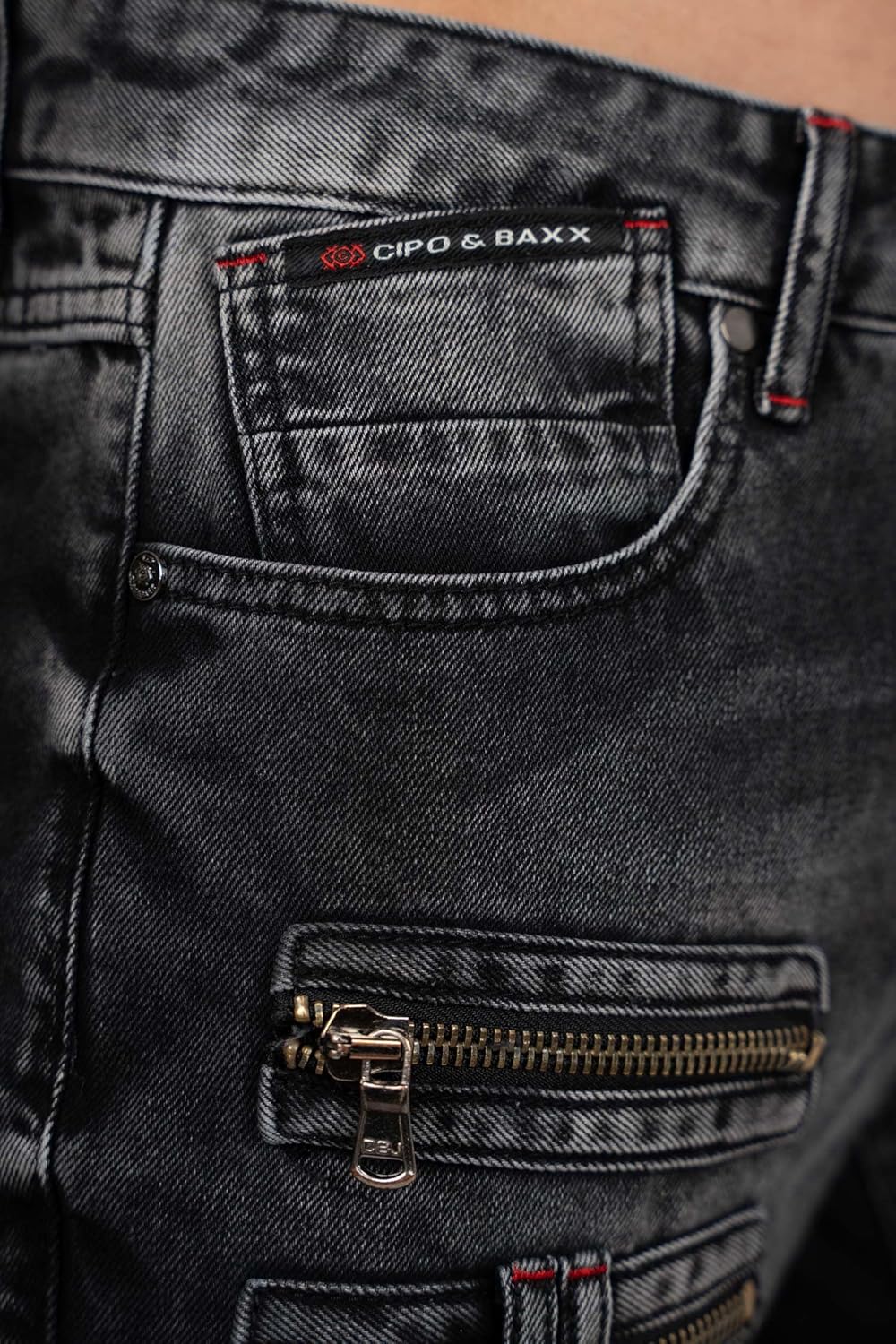 Cipo & Baxx Herren Jeans im Bikerstyle – Regular Fit oder Slim Fit | Stone Washed Denim mit Ziernäht