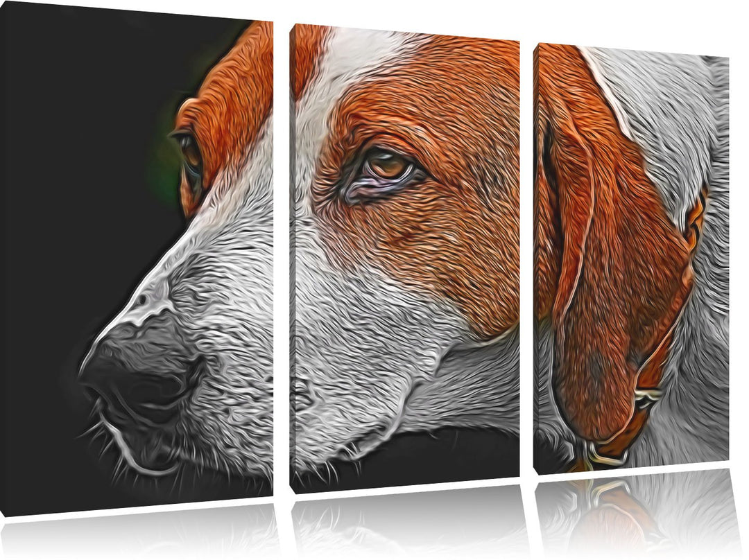 hübscher Hund im Seitenprofil NewArt 3-Teiler Leinwandbild 120x80 Bild auf Leinwand, XXL riesige Bil