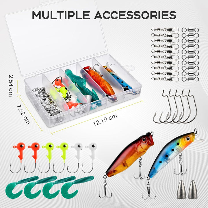Gonex Teleskop-Angelrute und Rollen-Set mit Angelschnur, Angelköder-Set und Zubehör und Tragetasche