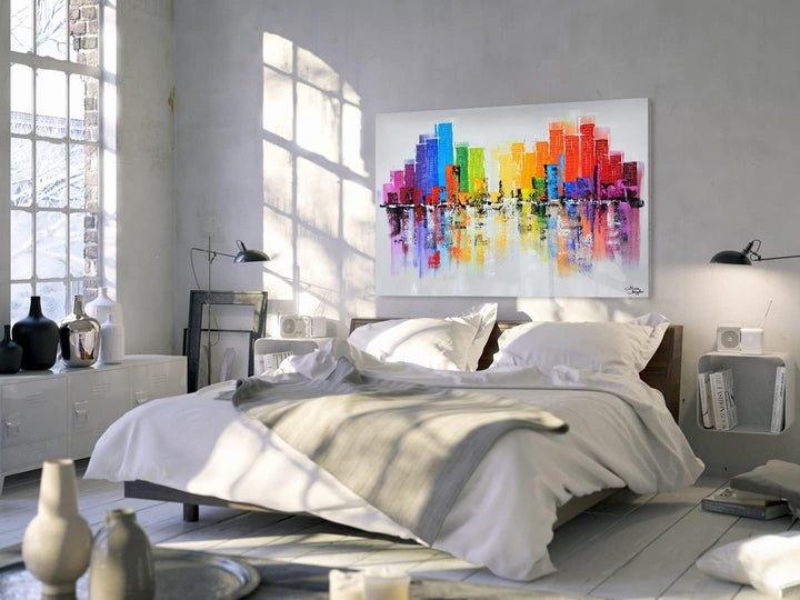 Monica Mirafiori I 100% HANDGEMALT I Gemälde Big City 120x80cm | Gemälde Handgemalt | Acrylgemälde |