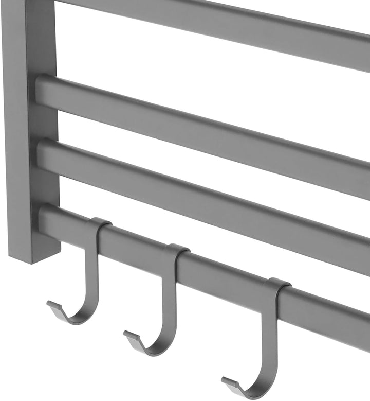 Elektrischer Handtuchwärmer, Wandmontage, Beheizter Handtuchhalter, Aluminiumlegierung, Grau, 5 Stäb