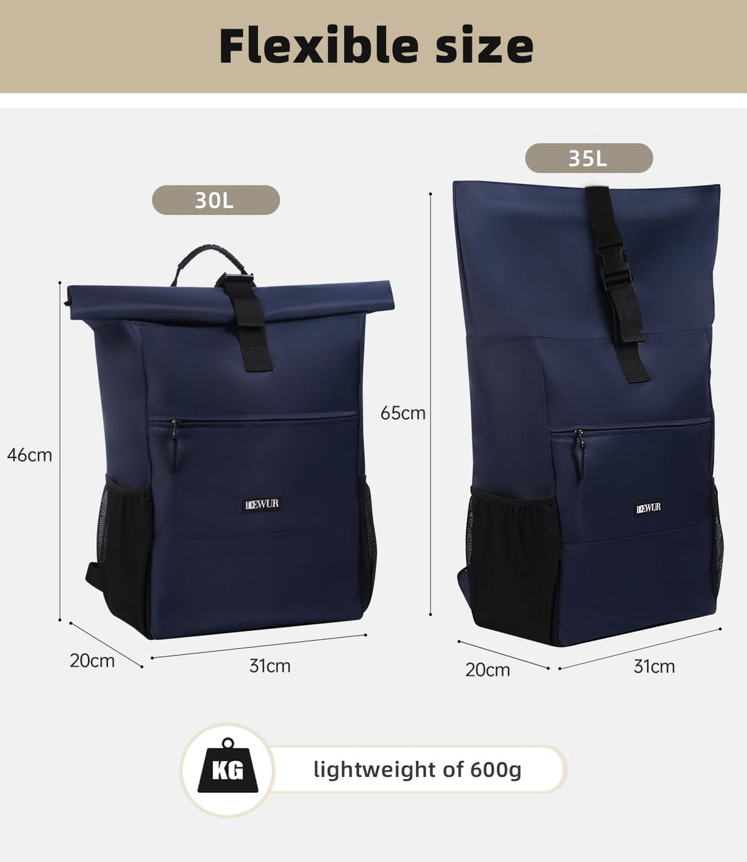 DEWUR 35L Thermo Rücksack Kühlrücksack Kühltasche Wasserdichter Picknickrücksack mit Flaschenöffner