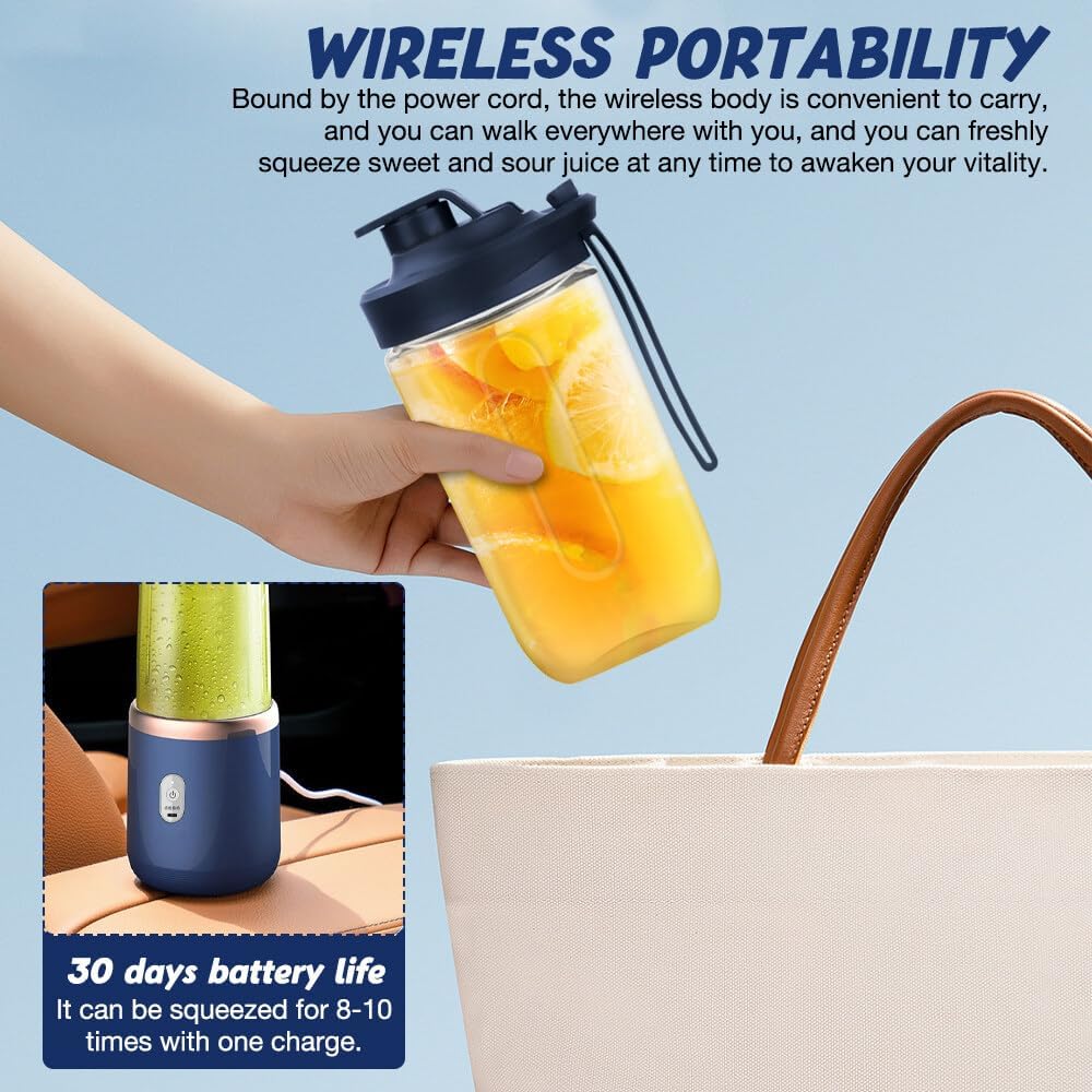 Tragbarer Mixer, TGKYK 400ML Portable Blender mit Tassen, Bürsten und 6 Klingen, USB-Laden Mixer Smo
