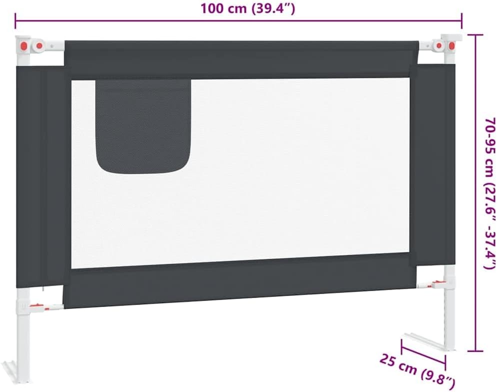 vidaXL Kleinkind-Bettschutzgitter Dunkelgrau 100x25 cm Stoff