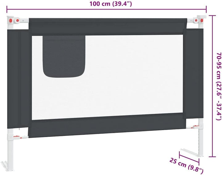 vidaXL Kleinkind-Bettschutzgitter Dunkelgrau 100x25 cm Stoff