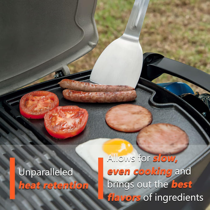 GFTIME 6558 Gusseisen Grillplatte für Weber Q100 Q120 Q1000 Q1200 Series, 32 x 22cm Gusseisen Griddl