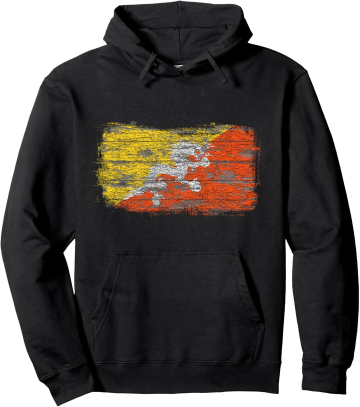 Rustikale Nationalflagge von Bhutan Pullover Hoodie