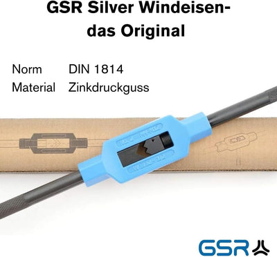 GSR Silver Windeisen DIN 1814 verstellbar, Handgewindebohrer (Gr.4 | M9 - M27), Spannbacken aus Werk