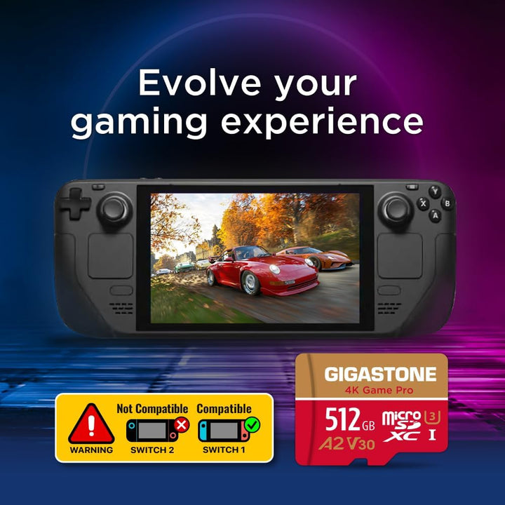 [5 Jahre kostenlose Datenwiederherstellung] Gigastone 4K Game Pro 512GB MicroSDXC Speicherkarte und