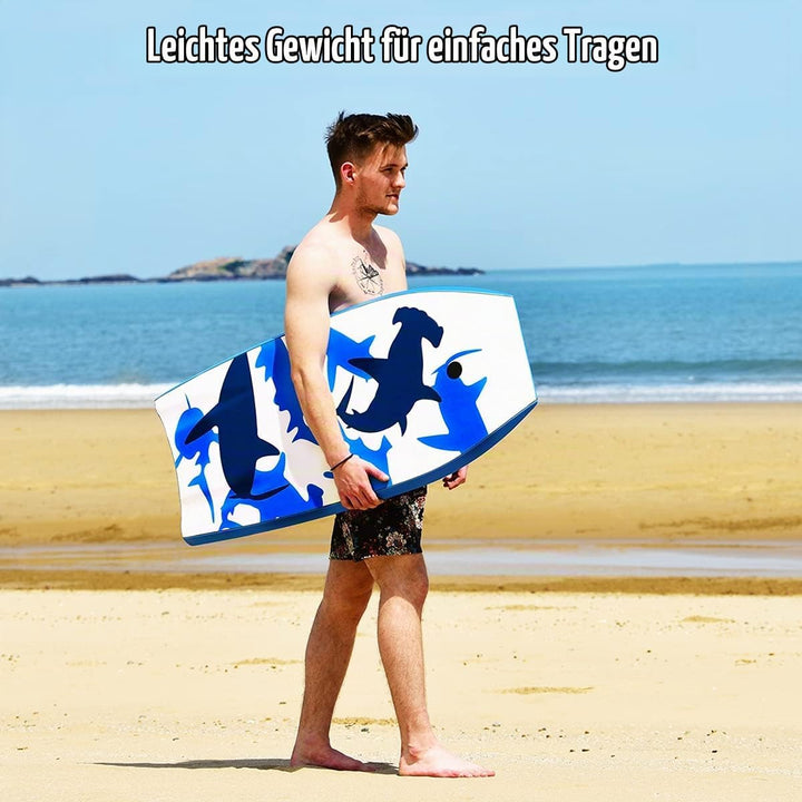 RELAX4LIFE Schwimmbrett tragbar, Schwimmboard mit Halteleine, Rutschfestes Surfbrett für Kinder &amp; Er
