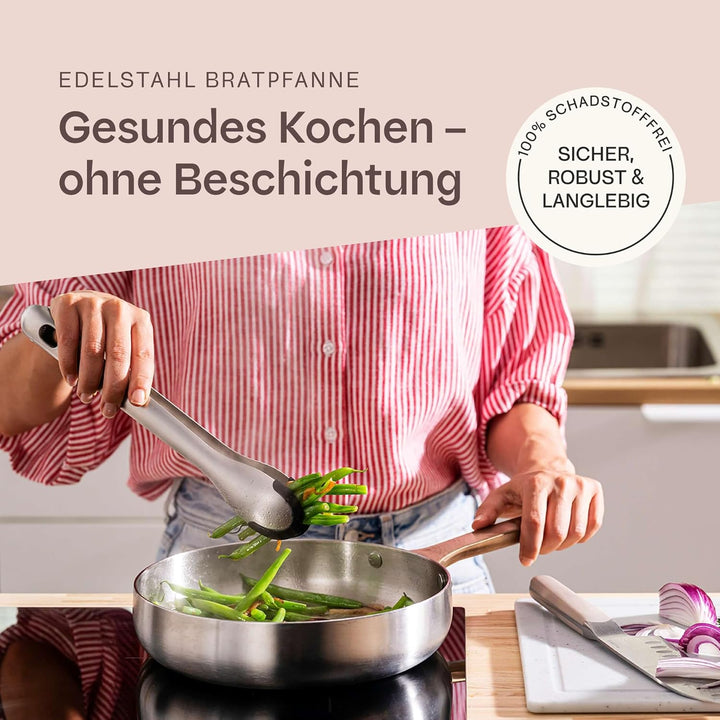 Berghoff Home Edelstahl Pfanne 20cm – ohne PFAS – Universalpfanne für alle Herdarten – Pfanne Indukt