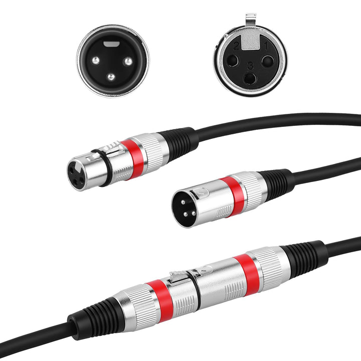 QWORK® 5 Stück 5M XLR Kabel, 3-pin XLR Mikrofonkabel Stecker auf Buchse, Störungsfreies XLR-Kabel, f