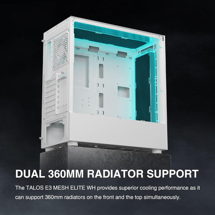 GAMDIAS TALOS PC-Gehäuse, EATX Gaming Mid Tower, vorinstallierter 3 PWM ARGB Lüfter, gehärtetes Glas