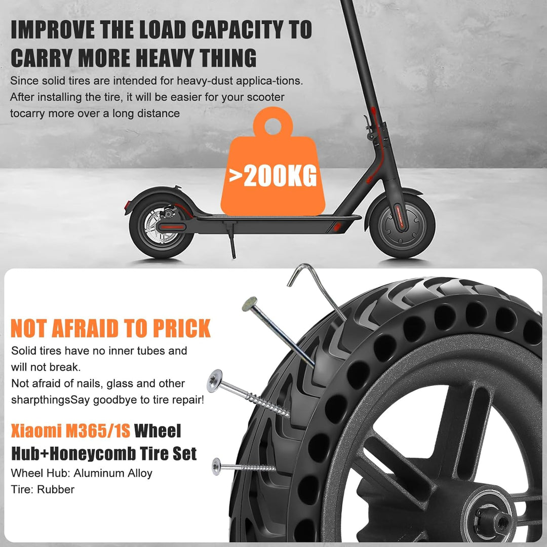 8,5 Zoll E Scooter Solid Reifen, 8,5 Zoll Vollgummireifen mit Radnabe Scooter Ersatzräder, für Xiaom