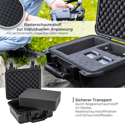 HMF ODK100 Outdoor-Fotokoffer, Transportkoffer mit Rasterschaumstoff | 27 x 24,5 x 13 cm, 27 x 24,5