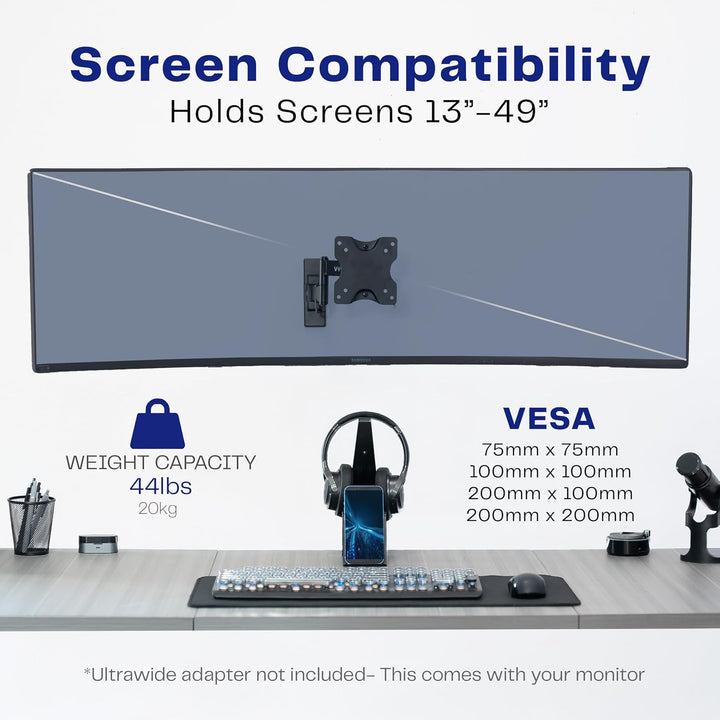VIVO Full Motion Ultrabreite Monitor-Wandhalterung, passend für Bildschirme im Ultrabreit-Format bis