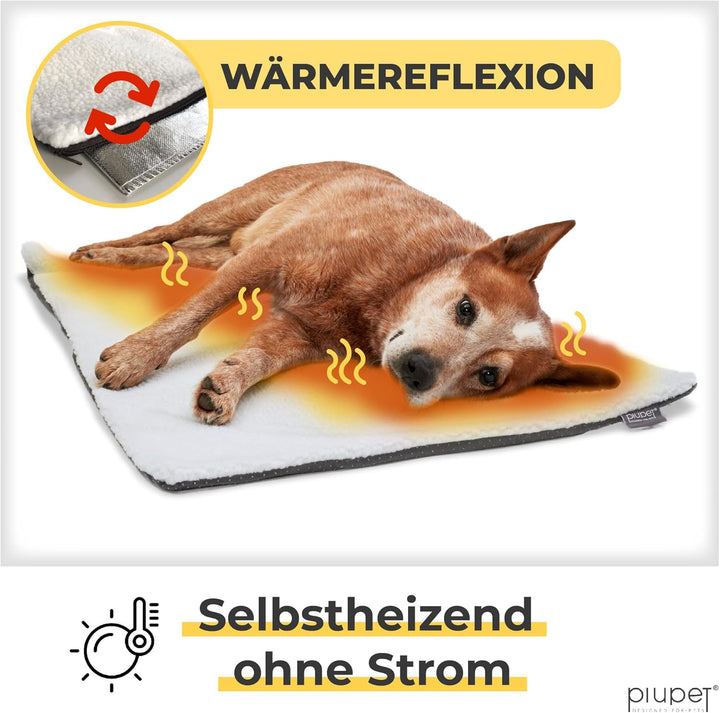 PiuPet® Selbstheizende Decke Hund I 90x60cm I Hunde Thermodecke I Beheizbare Hundedecke I Selbstwärm