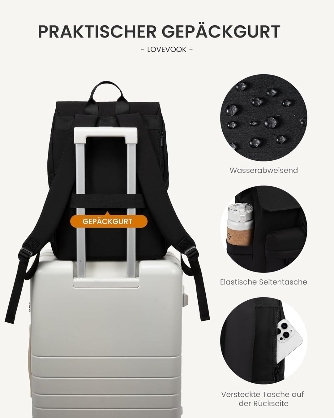 LOVEVOOK Rucksack Damen, Leichter Schulrucksack Teenager mit Laptopfach, 17.3 Zoll School Backpack W