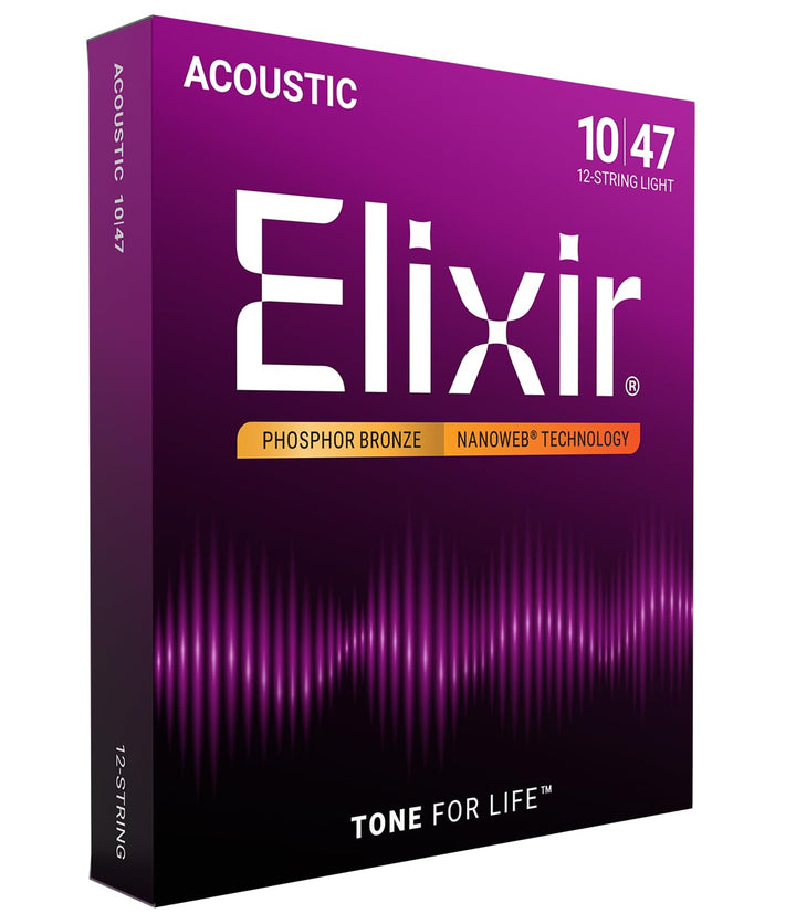 Elixir® 16152 Saiten Phosphor Bronze 12-saiter Akustik-Gitarrensaiten mit NANOWEB® Beschichtung, Lig