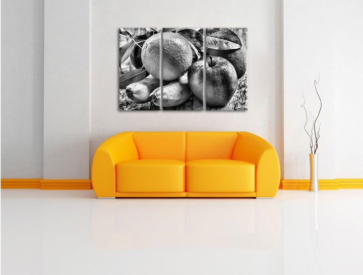 Pixxprint Obst und Gemüse als Leinwandbild/Grösse: 3 Teilig (120x80) cm/Wandbild/Kunstdruck/fertig b