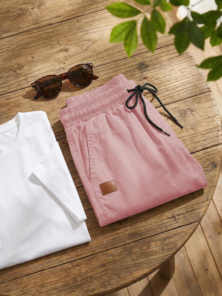 JMIERR Kurze Hosen Herren Shorts Herren Sommer Chino Baumwolle Elastische Taille mit Taschen S Rosa,