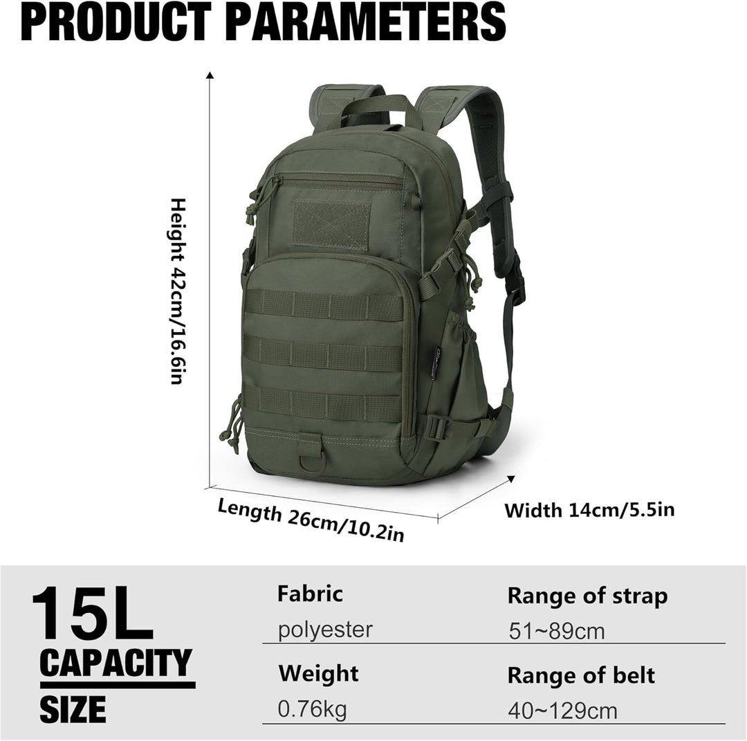 Mardingtop 15L/25L Rucksack Herren Militär Rucksäcke Wanderrucksack für Taktischer Fahrrad Wandern S