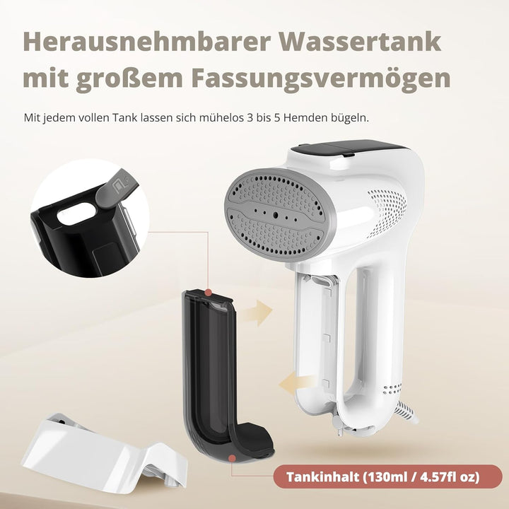 Steamer Dampfglätter mit Saugfunktion, 3000Pa Saugleistung Grosser Abnehmbar Wassertank Tragbares Re