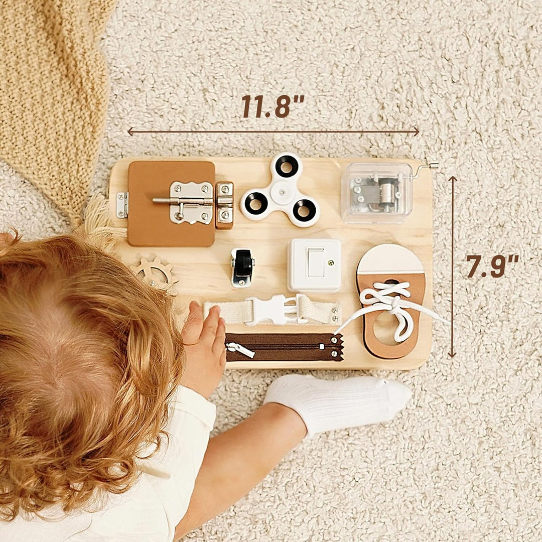 Potatomato Montessori Busy Board für Kinder - Sensorik & Feinmotorikspielzeug aus Holz - Montessori