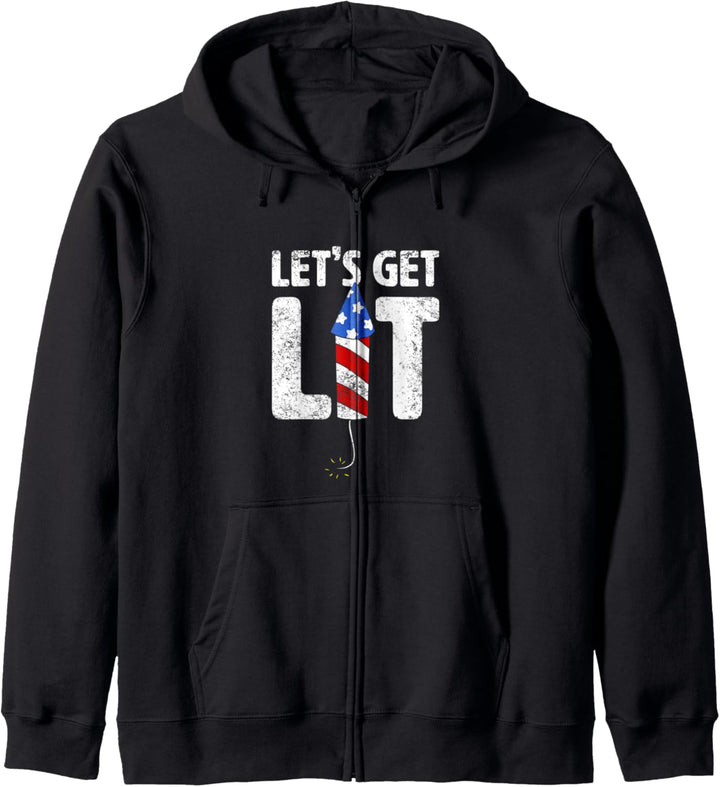 Let's Get Lit Fireworks 4th Of July Funny Kapuzenjacke