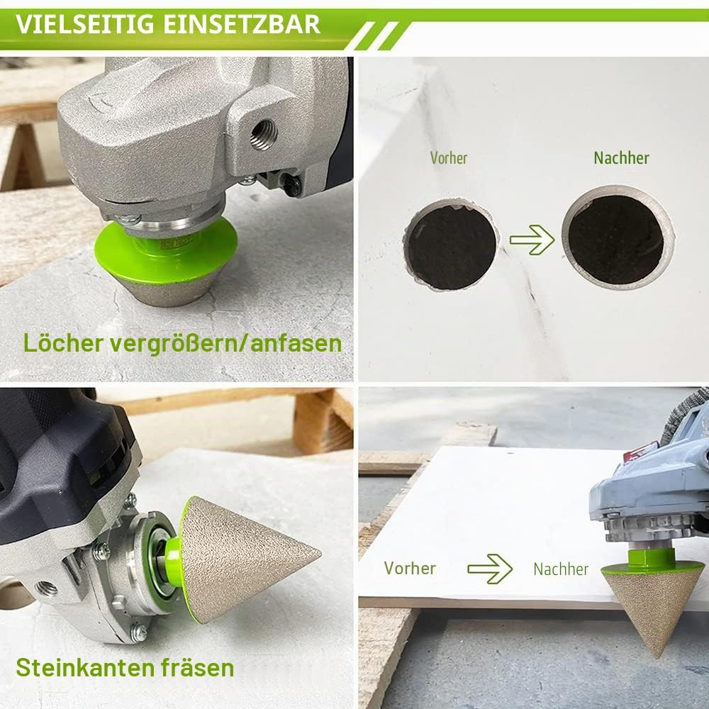 FACHLICH Diamant Fliesenbohrer Set - 20/25/35/50/68/100mm 8 Stücke mit 50mm Fingerfräser ein Adapter