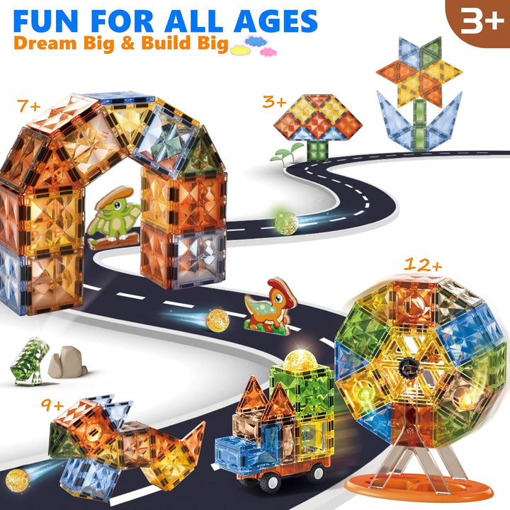 BINZKBB Magnetische Bausteine 110 Teile,Magnetspielzeug Magnete Bauklötze Baukasten Montessori Spiel