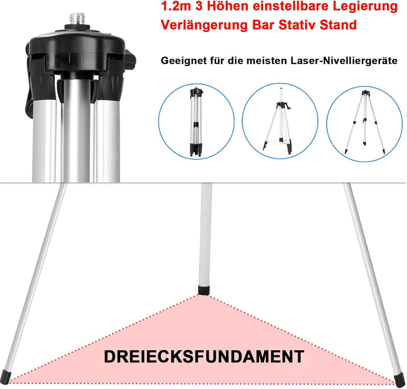 Kreuzlinienlaser mit Stativ Hancaner 4x360° 16 Linien-Linienlaser 3 ° kreuzlinienlaser selbstnivelli