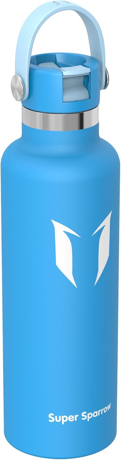Super Sparrow Trinkflasche Edelstahl - Thermobecher - 350ml, 500ml, 750ml, 1L - FlipFlow Trinkflasch