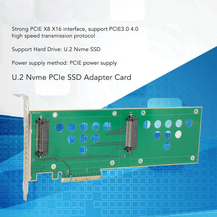 U.2 PCIe NVMe Adapter, U.2 PCIe SSD Riser Card, U.2 zu PCIe 3.0 4.0 X8 X16 SSD Adapterkarte 40Gbps D
