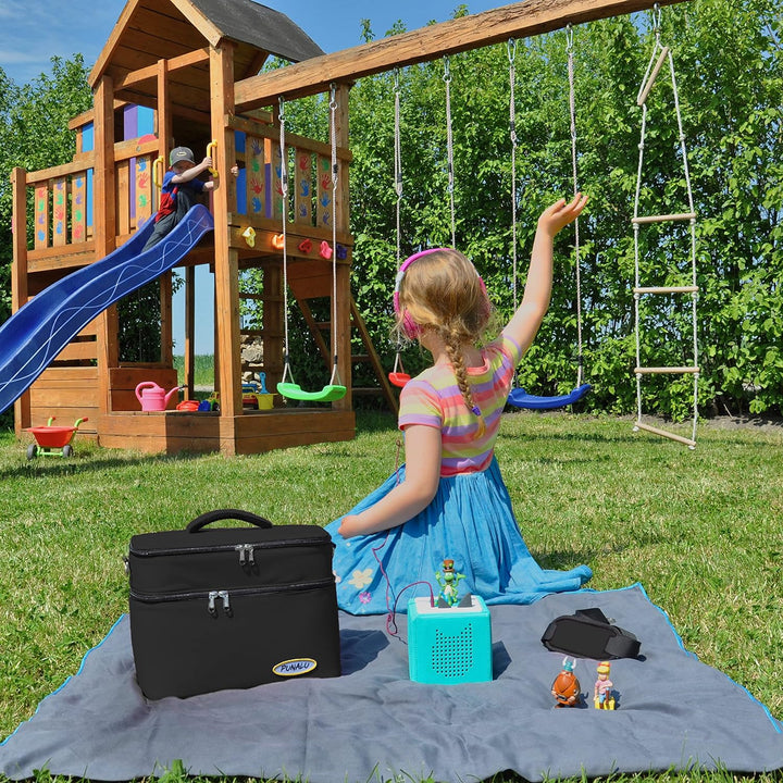 PUNALU grosse Tasche für Toniebox, Platz für 68 Tonie Hörfiguren, Toniebox Tasche (schwarz), Schwarz
