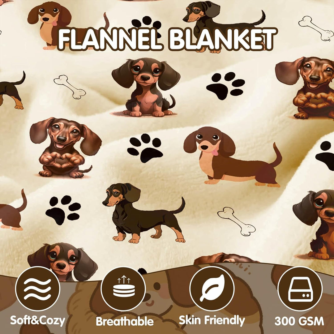 Dackel Kuscheldecke Flauschig 130x150 - Warm Blanket für Sofa & Couch, DackelGeschenk für Frauen Män
