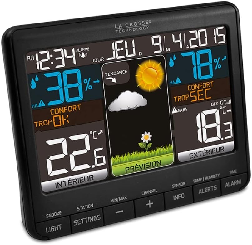 La Crosse Technology WS6825 Wetterstation, Schwarz Noir avec 3 sondes, Noir avec 3 sondes