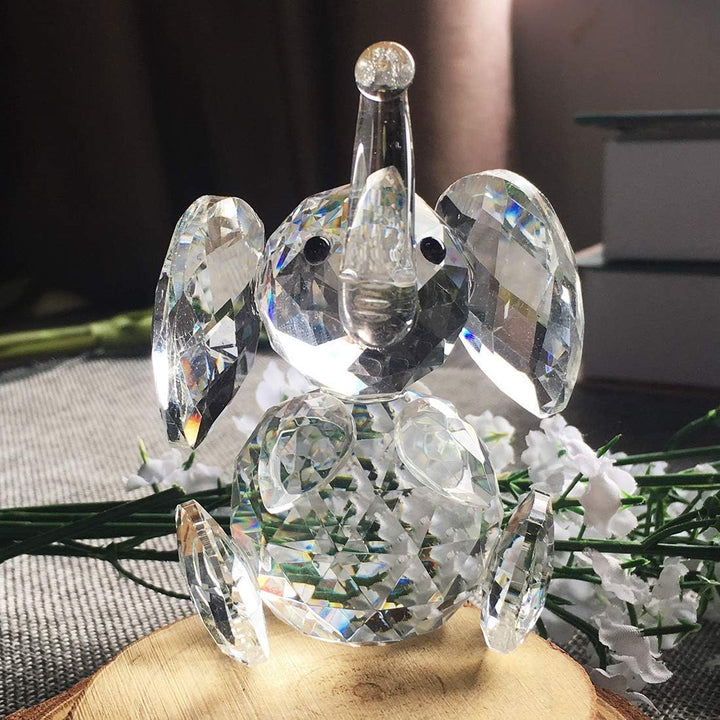 H&D Niedliche Elefanten-Figur, aus geschliffenem Glas, Ornament, Tier-Sammelstück Transparent, Trans