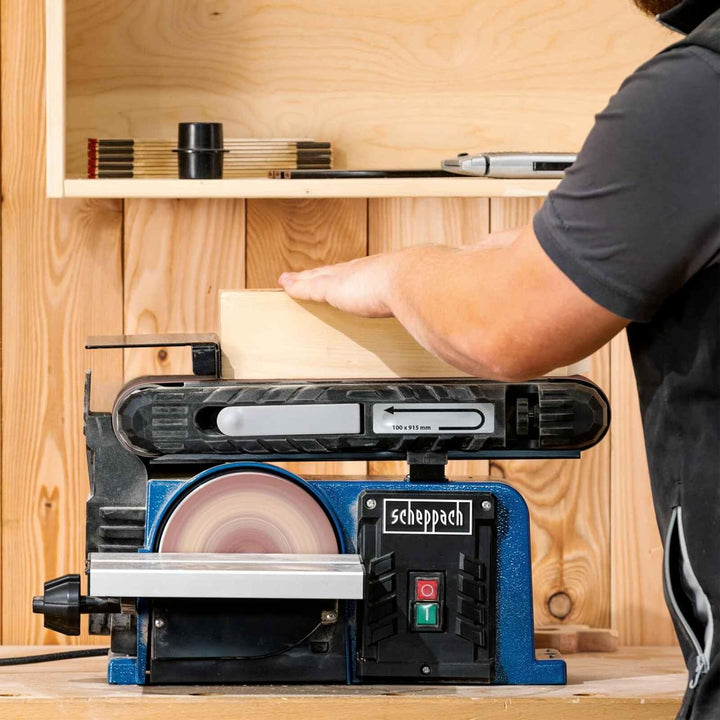 Scheppach Band-Tellerschleifer BTS900 mit Zubehör | Schleifmaschine mit 370W | 230V | 2850 min-1 | S