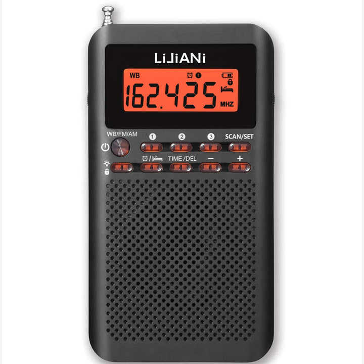 NOAA Weather AM FM Radio, tragbar, batteriebetrieben durch 2 AA-Batterien mit Stereo-Kopfhörer, LCD-